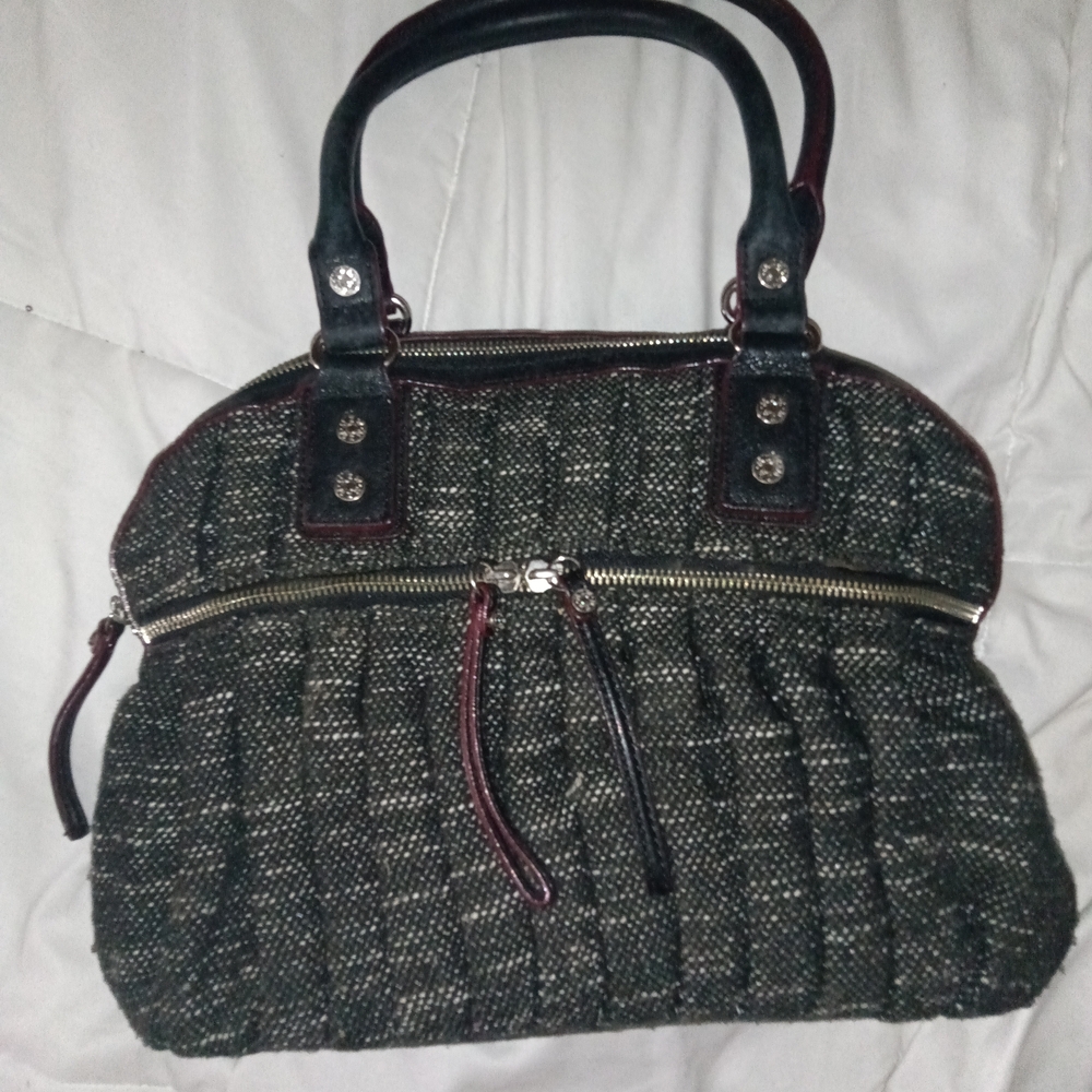 Elegant Black Tweed Handbag